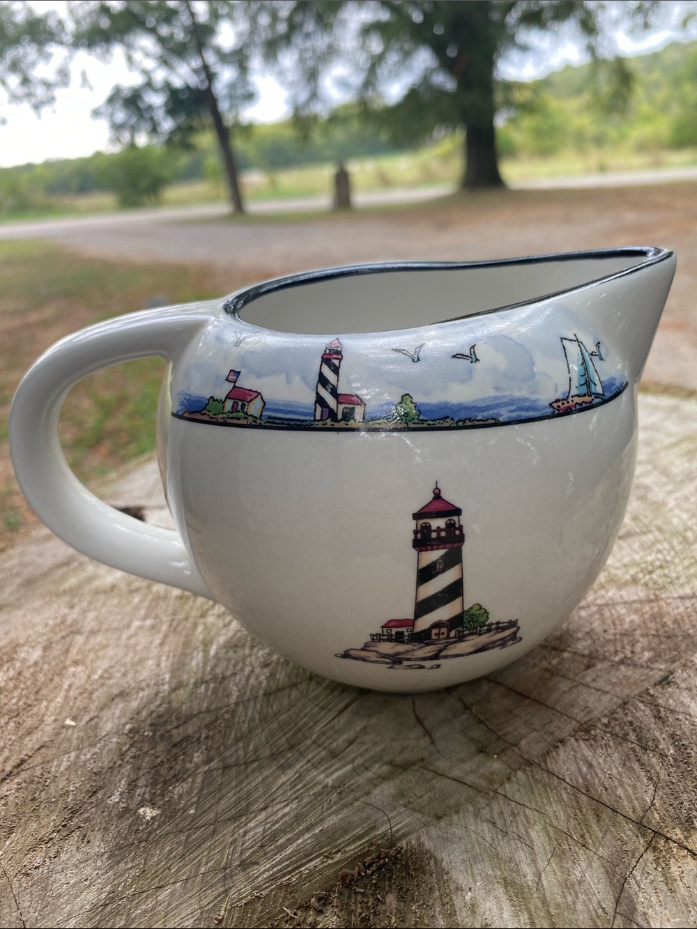 Vintage Lighthouse Ceramic Creamer Pitcher